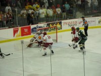 Shot by NMU on FSU goalie Taylor Nelson, Photo by Ben Thayer, Sports Editor