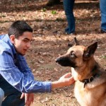 Pet Savers: Gabe Laney gives “Angel” some attention. Pet Savers, a registered student organization called Pet Savers has been formed on campus by Professor Cate Arroe and now has a membership of 15 students who wish to stem the tide of pet abandonment and help find them homes. Photo courtesy of Cate Arroe
