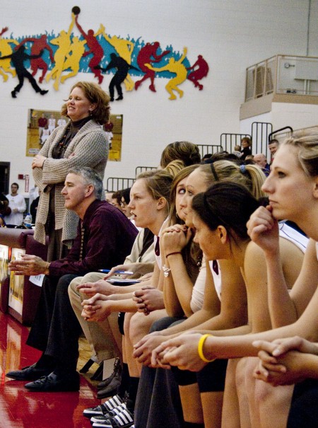 Coach Dorow: Basketball head coach Tracey Dorow looks on as her team tries to make her proud. The 2009-2010 women’s basketball team finished the season with an 8-19 record. Torch File Photo Coach Dorow: Basketball head coach Tracey Dorow looks on as her team tries to make her proud. The 2009-2010 women’s basketball team finished the season with an 8-19 record. Torch File Photo