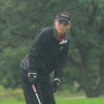 Golf, Golf, Golf: Jacqueline DeBoer, freshman, lines up a putt at the Tom Kirinovic Classic where she was a top-placed finisher. The Bulldogs competed in the Michigan State University tournament on Sept. 25-26 where they finished last out of ten Division 1 colleges. Photo Courtesy of Ferris State Athletics