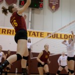 Women’s Volleyball: Mallory Kopa slams a ball toward the Lake Erie team. Kopa and the Ferris State volleyball team defeated Lake Erie 3-0 on Saturday, bringing the Bulldog record to 10-6 overall. Photo By: Kate Dupon | Photo Editor Women’s Volleyball: Mallory Kopa slams a ball toward the Lake Erie team. Kopa and the Ferris State volleyball team defeated Lake Erie 3-0 on Saturday, bringing the Bulldog record to 10-6 overall. Photo By: Kate Dupon | Photo Editor