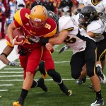 Falling Short: Tom Schneider, Ferris quarterback, steps into the end zone during Saturday’s game against Michigan Tech. The Bulldogs fell short with a final score of 16-28. Photo By: Brock Copus | Photographer