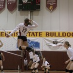 Winning Streak: Sophomore Aly Brecht spikes the ball in a victory over the weekend. The Bulldogs are on a three-game winning streak and their record improved 14-9 overall for the 2010 season. Photo By: Kate Dupon | Photo Editor Winning Streak: Sophomore Aly Brecht spikes the ball in a victory over the weekend. The Bulldogs are on a three-game winning streak and their record improved 14-9 overall for the 2010 season. Photo By: Kate Dupon | Photo Editor