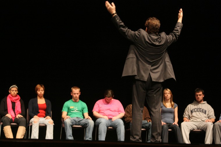 Tom Deluca left students in a trance and audience members amazed after his wonderful hypnotist show. Tom Deluca always fills the Williams Auditorium year after year. Tom Deluca left students in a trance and audience members amazed after his wonderful hypnotist show. Tom Deluca always fills the Williams Auditorium year after year.