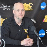 Gaining Offense: Chris Boden, offensive coordinator for Ferris football, speaks about finding new talent at a press conference. The team will gain six receivers for the 2011 season. Photo Courtesy by Ferris State Athletics