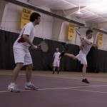 Taking on Tech: Ferris doubles partners Tyler Marengo and Jack Swan defeat Andrew Kremkow and Anders Sandholm of Michigan Tech 8-5 on March 19. Photo By: Kate Dupon | Photo Editor