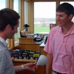 Summer Jobs: Ian Suszko and Logan May, left, discuss clubs in the Katke Pro Shop. Right, FSU student Ashley Schultz helps a customer at her job at B-Tan. There are many jobs available for students staying in Big Rapids over the Summer. Photo By: Sam Lehnert | Ad Layout Assistant