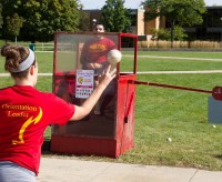 Dunked for a Cause: Student Ambassador Nicholas Campau particpated in the dunk tank which helped to raise money for the American Red Cross Disaster Relief Fund. Participants raised an estimated $113 for the organization. Photos By: Brock Copus | Multimedia Editor
