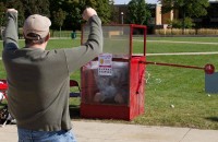 Dunked for a Cause: Student Ambassador Nicholas Campau particpated in the dunk tank which helped to raise money for the American Red Cross Disaster Relief Fund. Participants raised an estimated $113 for the organization. Photos By: Brock Copus | Multimedia Editor