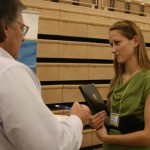 Mixed Experiences: A Ferris student talks to a potential employer about job opportunities during the FSU Career Fair. The Fall 2011 career fair was held on Oct. 6. Students had mixed reactions to the event based on the variety of companies present. Photo By: Kate Dupon | Photo Editor