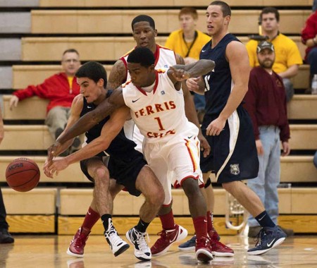 Season Beginning: FSU senior guard Dontae Molden looks to save a ball against Grace Bible on Nov. 2. The Bulldogs defeated Grace Bible 91-78 in an exhibition game. The Bulldogs season will begin on Nov. 11 against Michigan. Photo Courtesy by Ferris State Athletics Season Beginning: FSU senior guard Dontae Molden looks to save a ball against Grace Bible on Nov. 2. The Bulldogs defeated Grace Bible 91-78 in an exhibition game. The Bulldogs season will begin on Nov. 11 against Michigan. Photo Courtesy by Ferris State Athletics