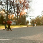 Cruising Together: FSU student Scott Barger Jr. and fellow longboarding students are a part of the group FSU Longboarding. The students are passionate about changing the ordinance which bans skateboarding or longboarding on the Ferris State campus. Photo By: Kate Dupon | Photo Editor
